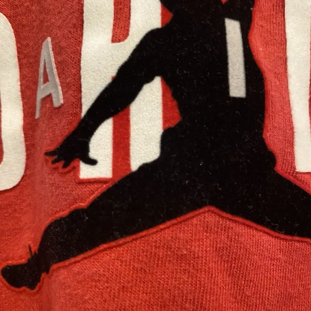 Y2K Air Jordan T-Shirt Men M Jumpman Logo‎ Red Short Sleeve Velvet #23 Honduras